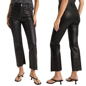 Express Black Coated Cropped Flare High Waist Jeans